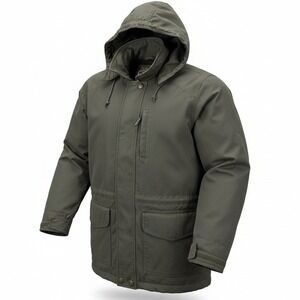 Pacific Trail Mens Medium Khaki Hooded‎ Utility Jacket Outdoor Wear Utility Work